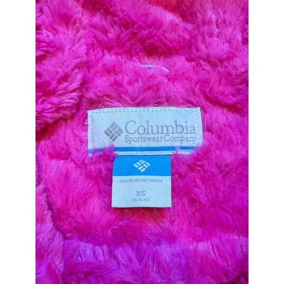 Columbia Girls Purple Quilted Hooded Jacket With Pink Fleece Lining XS 6/6X - Picture 4 of 5